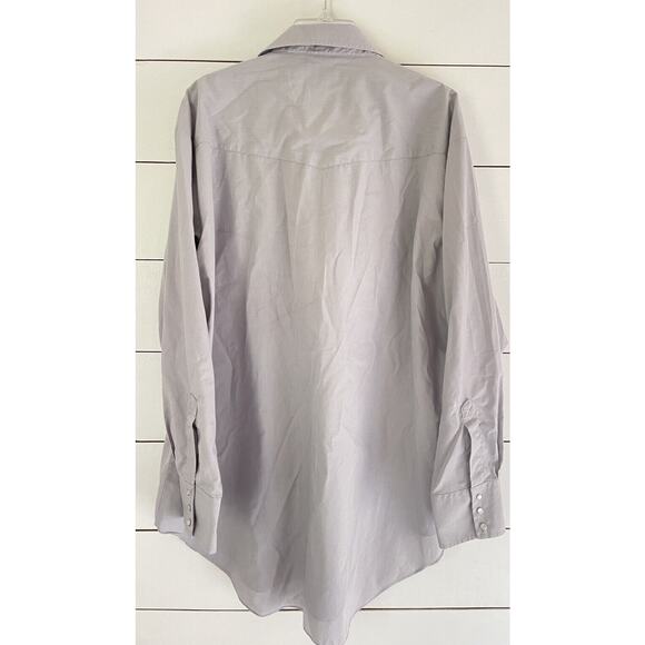ELY CATTLEMAN Mens Tall Man Gray Pearl Snap Button Long Sleeve Shirt Size 19/36 - Picture 4 of 9